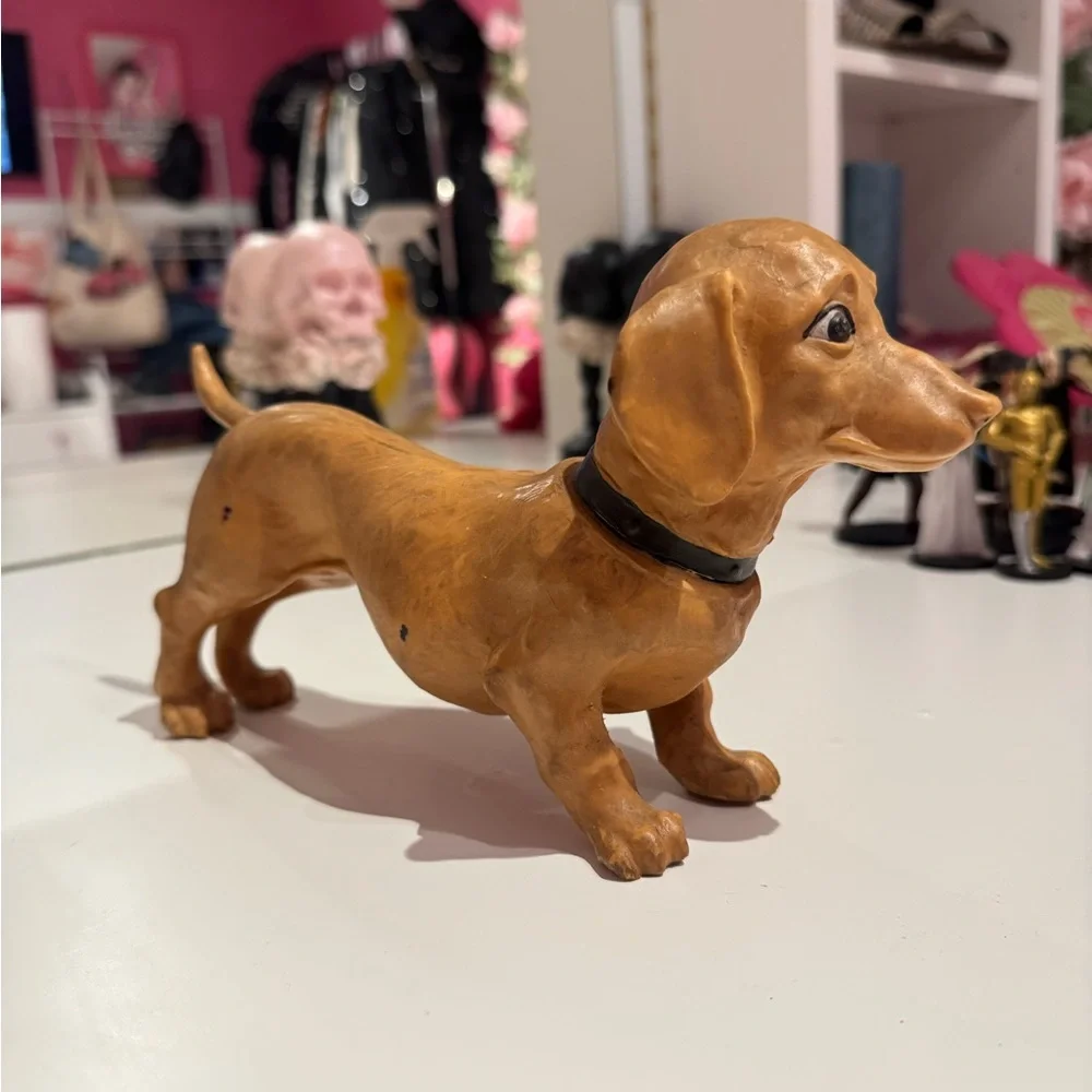 Antique Tan Dachshund Dog Squeaky Toy - Picture 2 of 7